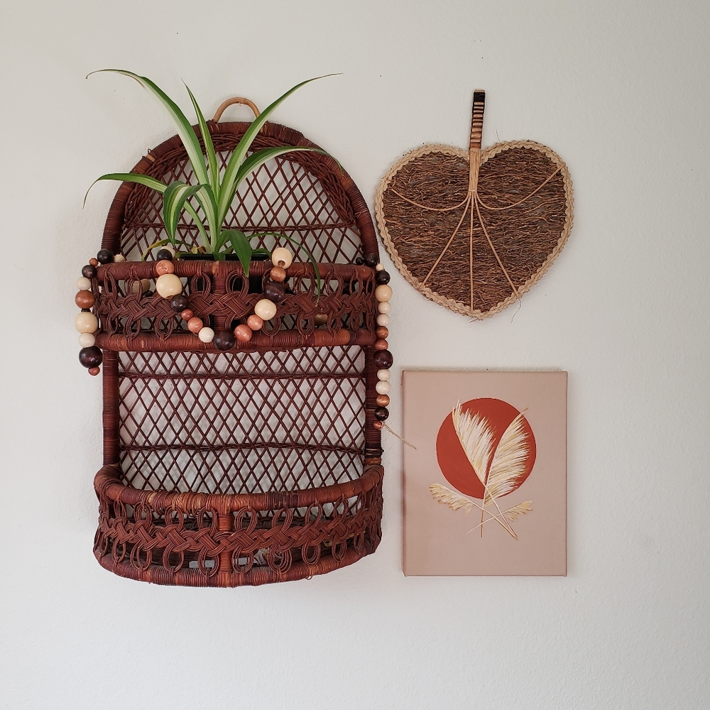 Midcentury modern boho style painting on canvas